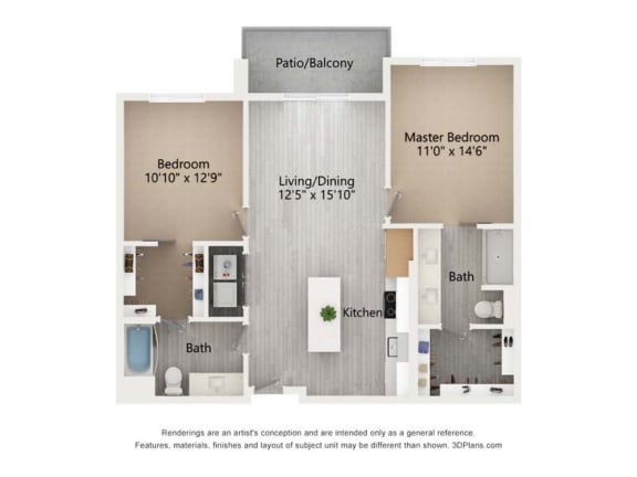 onda floor plan  2 bedroom with 2 baths  1192 square feet