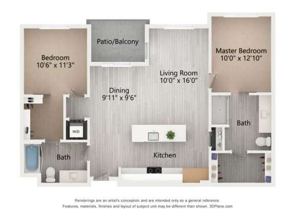 platform floor plan  studio with 1 bedroom  978 square feet