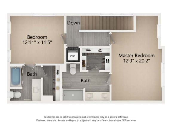 the suites floor plan with bedrooms and baths