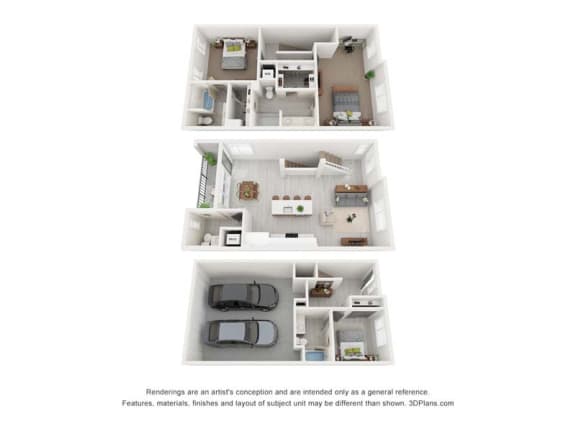 a 3d floor plan of a house