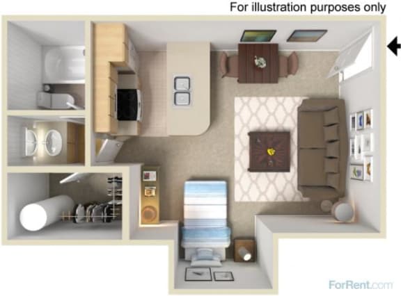 a bedroom with a bathroom and a closet