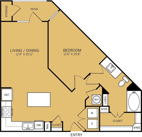a floor plan of a pyramid shaped house with a bedroom and a living room