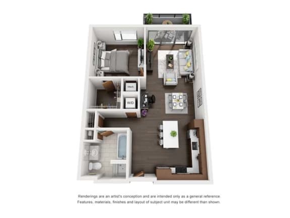 a 1 bedroom floor plan  villas at spring creek apartments