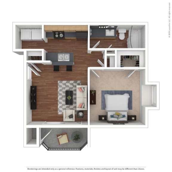 Floor Plan  a stylized floor plan with a bedroom and living room