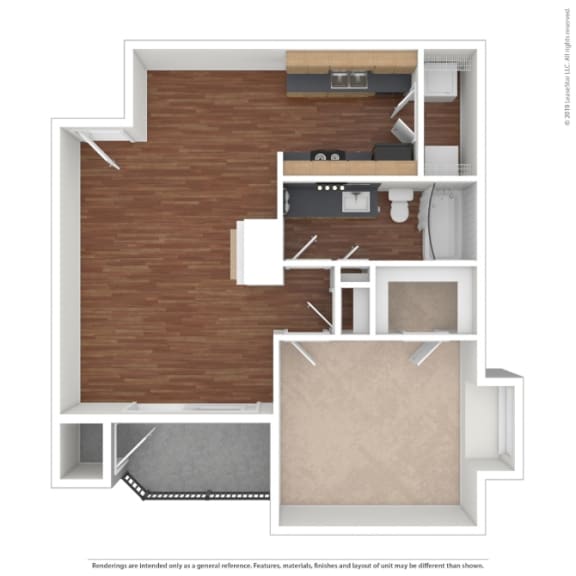 a stylized floor plan of a 1128 sq ft apartment