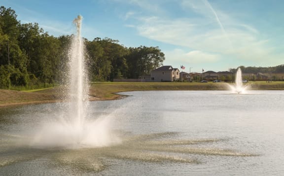Pond With Fountain at The Village at Caney Mills, Conroe