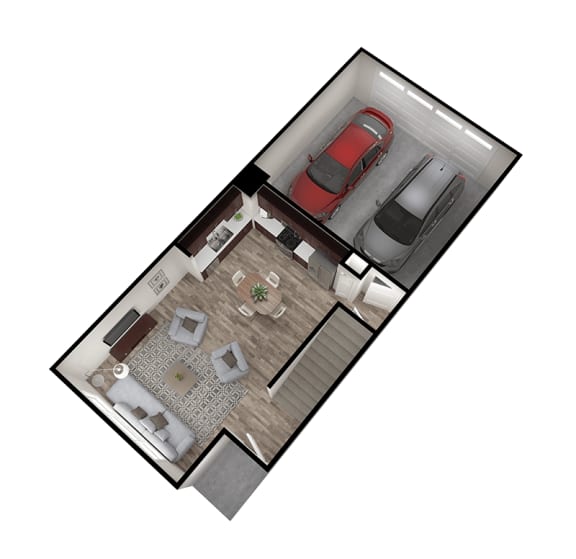 Floor Plan  a small floor plan of a home with a red car