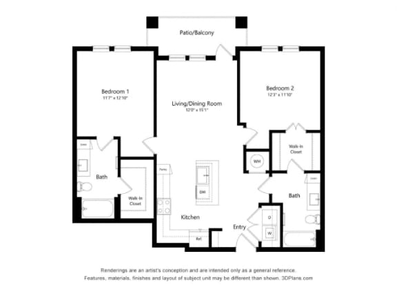 a floor plan of a unit with a 95 sq ft floor