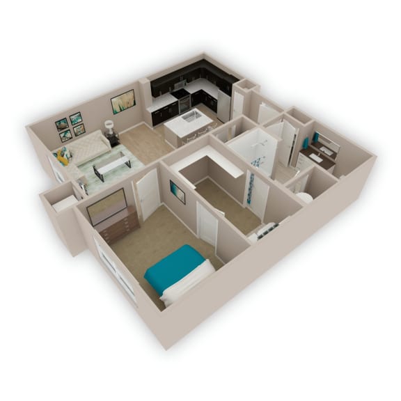 Floor Plan  a 3d floor plan of a house with a bedroom and a living room