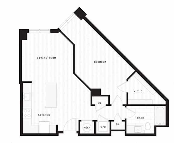 a floor plan of a house with a triangular floor plan upside down