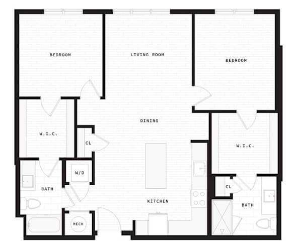 a floor plan of an apartment with a bedroom and a living room