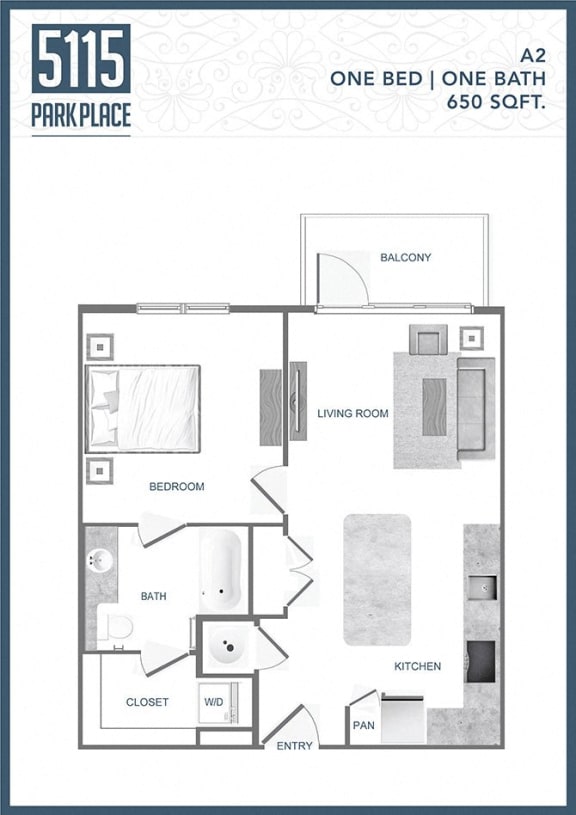 a floor plan of one bed one bath and one bedroom