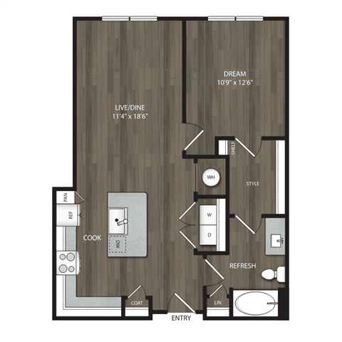 a floor plan of a 1 bedroom floor plan