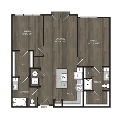 a floor plan of a 1 bedroom floor plan