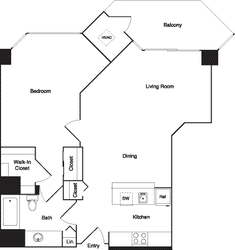 a floor plan of a house with a bedroom and a living room