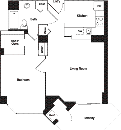 a floor plan of a house with a bedroom and a living room