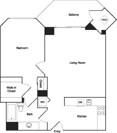 a floor plan of a house with a bedroom and a living room