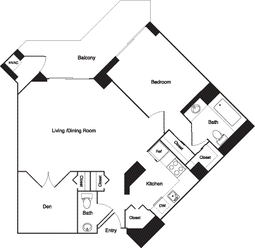 a floor plan of a house with a bedroom and a living room