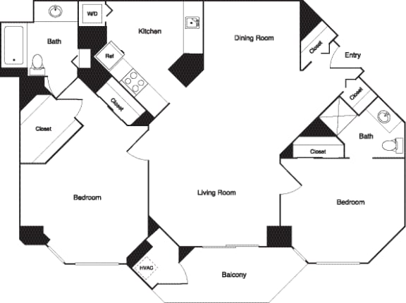 the floor plan of the house with bedrooms and living room