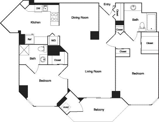 a floor plan of a house with bedrooms and a living room