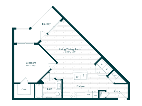 a floor plan of a unit with a triangular roof
