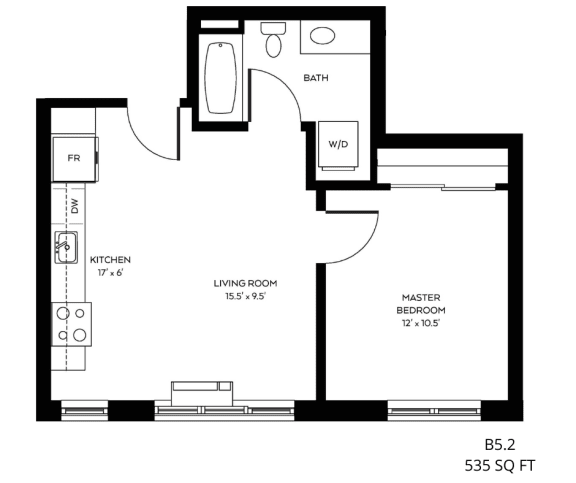 floor plan of the upper level of a 1 bedroom floor plan