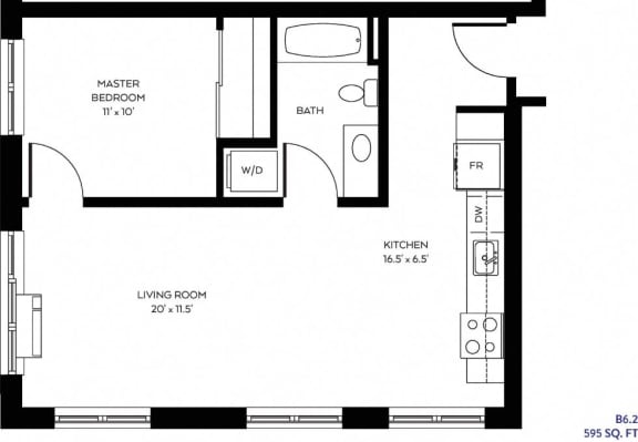 a floor plan of a room with a bedroom and a bathroom