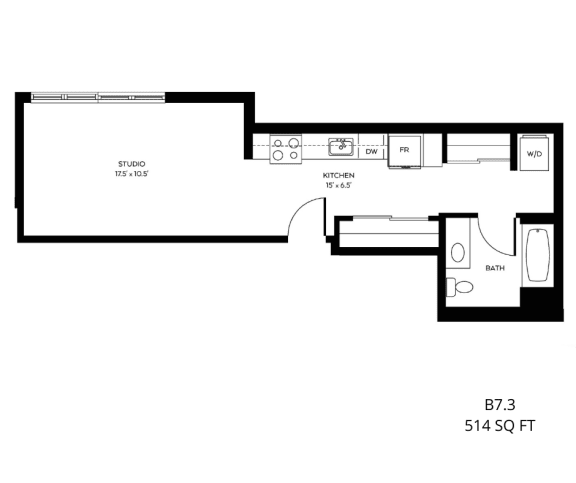a floor plan of a small house with a bedroom and a living room