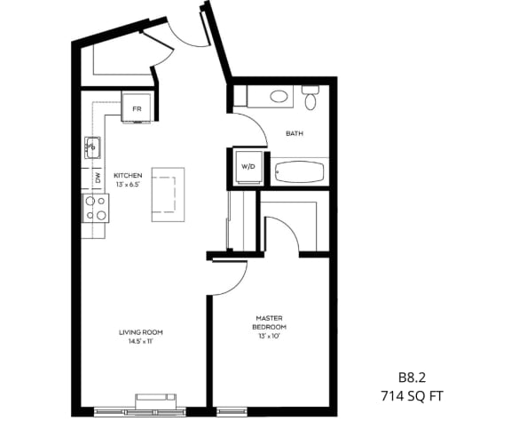 a floor plan of a 1 bedroom floor plan for an apartment