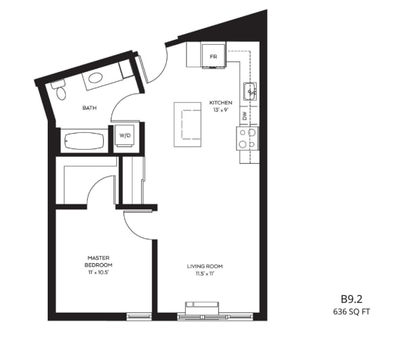 a floor plan of a 1 bedroom floor plan for an apartment