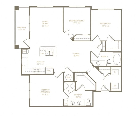 a floor plan of a residence with a mix of bedrooms and floors