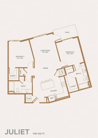 a floor plan of a unit with a mix of bedrooms and bathrooms