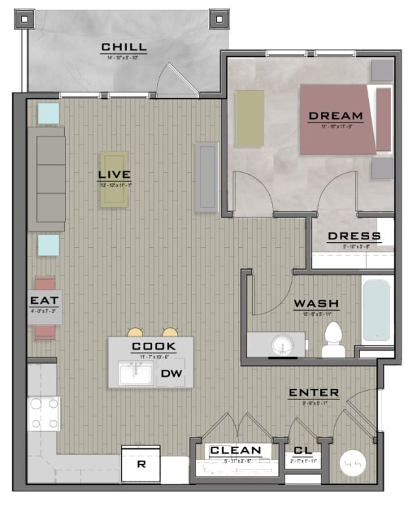 a floor plan of a house with several rooms and a staircase