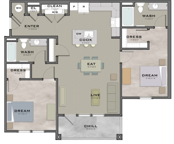 a floor plan of a living room and a kitchen