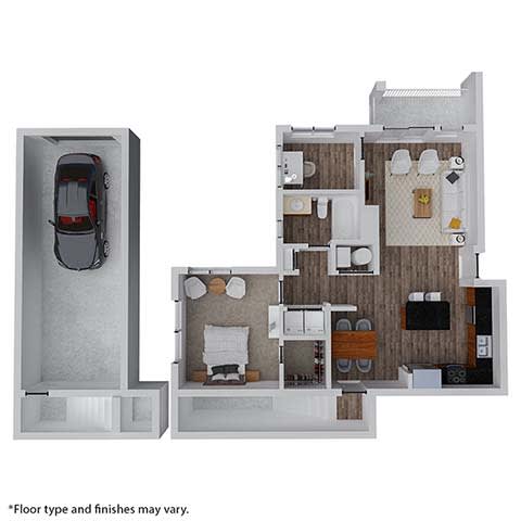 a floor plan of a house with a car