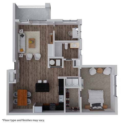 a floor plan of a house with a bedroom and a bathroom