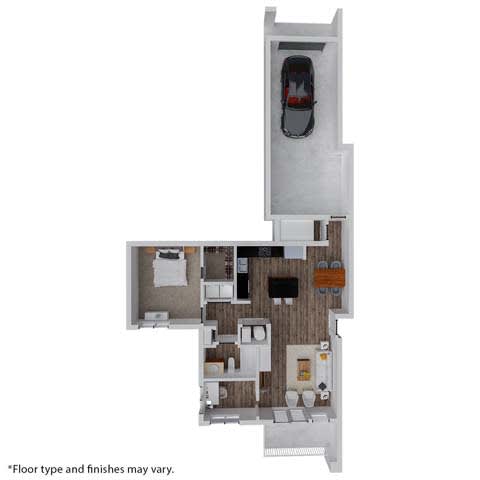 a floor plan of a house with a car