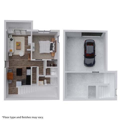 a floor plan of a house with a car