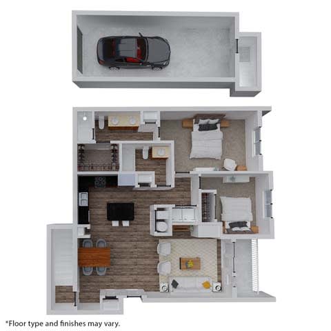 a floor plan of a house with a car