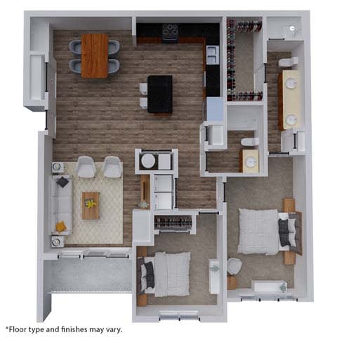 a floor plan of a house with a bedroom and a living room