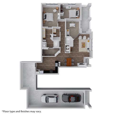 a floor plan of a house with a car