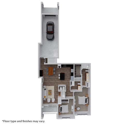 a floor plan of a house with a car