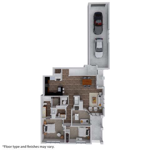 a floor plan of a house with a car