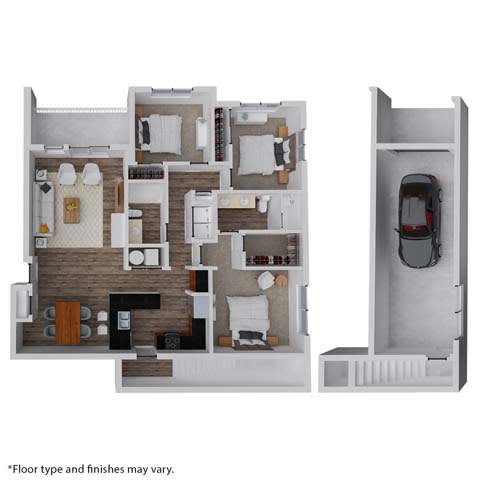 a floor plan of a house with a car