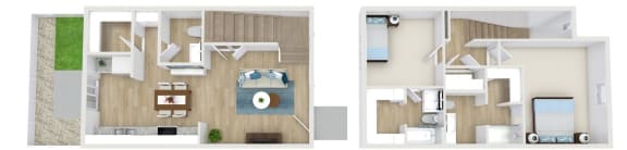 a floor plan with a bedroom and a living room