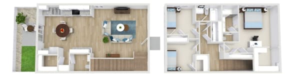 a floor plan of a house with a bedroom and a living room