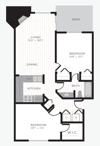 a floor plan of a bedroom and bathroom