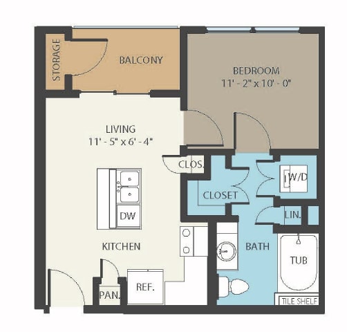 a floor plan of a room with a closet and a staircase