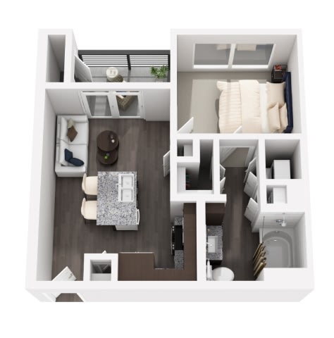 a 3d drawing of a floor plan with a bedroom