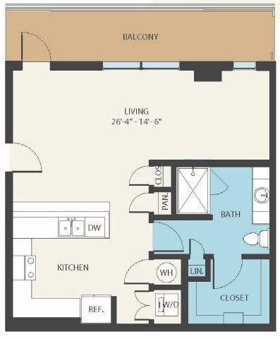 a floor plan of a room with a bedroom and a bathroom
